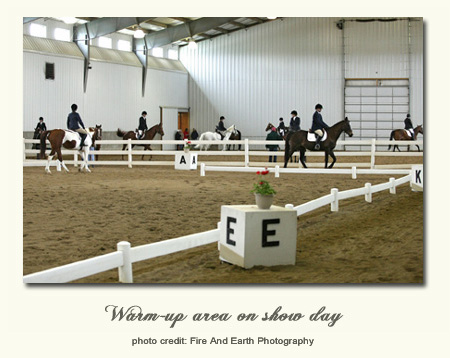 Warm-up area on show day